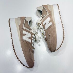 New Balance Beige and Cream Platform Sneakers
